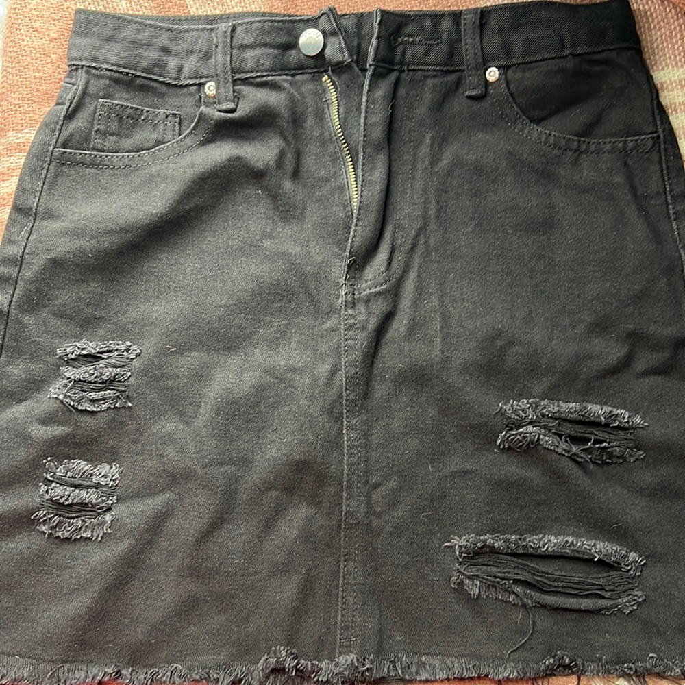 black jean skirt